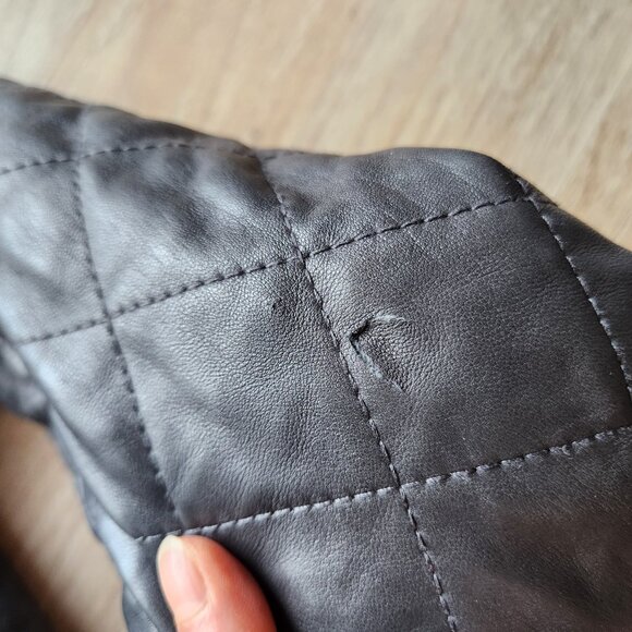 Vintage Diesel Lamb Leather Quilted Reversible Moto Bomber Jacket Black - Picture 13 of 16